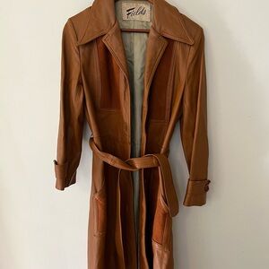 Vintage Fields by Garfin Leather Brown Trench Coat